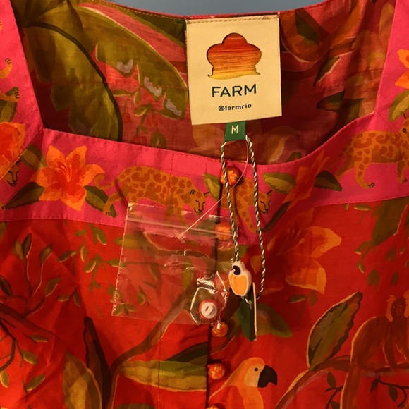 FARM Rio Solar Forest Square Neck Cotton Blouse NWT size medium - Picture 9 of 15